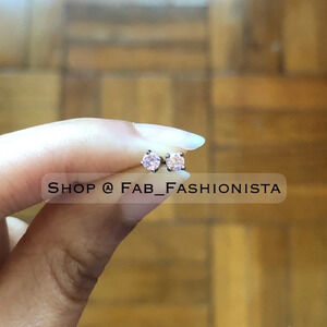 Sterling Silver stud earrings pink stone no backs